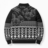 Black Taniko Kowhaiwhai Tukutuku Motif Bomber Puffer Jacket LT9 - Polynesian Pride