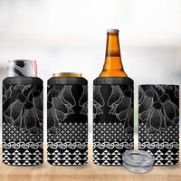 Black Taniko Kowhaiwhai Tukutuku Motif 4 in 1 Can Cooler Tumbler LT9 - Polynesian Pride