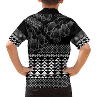 Black Taniko Kowhaiwhai Tukutuku Motif Family Matching Tank Maxi Dress and Hawaiian Shirt LT9 - Polynesian Pride