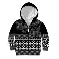 Black Taniko Kowhaiwhai Tukutuku Motif Kid Hoodie