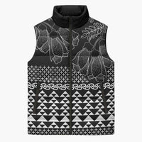 Black Taniko Kowhaiwhai Tukutuku Motif Sleeveless Puffer Jacket LT9 Unisex Black - Polynesian Pride
