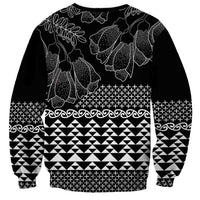 Black Taniko Kowhaiwhai Tukutuku Motif Sweatshirt LT9 - Polynesian Pride