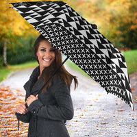 Black Taniko Kowhaiwhai Tukutuku Motif Umbrella - Polynesian Pride