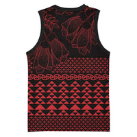 Red Taniko Kowhaiwhai Tukutuku Motif Basketball Jersey - Polynesian Pride
