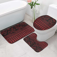 Red Taniko Kowhaiwhai Tukutuku Motif Bathroom Set - Polynesian Pride