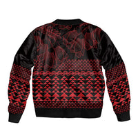Red Taniko Kowhaiwhai Tukutuku Motif Bomber Jacket LT9 - Polynesian Pride