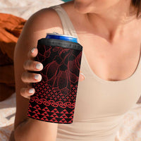 Red Taniko Kowhaiwhai Tukutuku Motif 4 in 1 Can Cooler Tumbler LT9 - Polynesian Pride