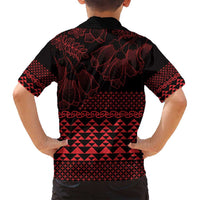 Red Taniko Kowhaiwhai Tukutuku Motif Family Matching Puletasi and Hawaiian Shirt LT9 - Polynesian Pride