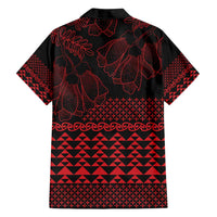 Red Taniko Kowhaiwhai Tukutuku Motif Family Matching Tank Maxi Dress and Hawaiian Shirt LT9 - Polynesian Pride