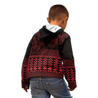 Red Taniko Kowhaiwhai Tukutuku Motif Kid Hoodie