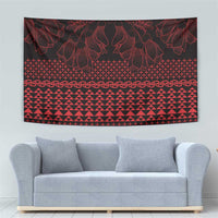 Red Taniko Kowhaiwhai Tukutuku Motif Tapestry