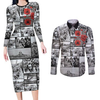 ANZAC Day Gallipoli Campaign Couples Matching Long Sleeve Bodycon Dress and Long Sleeve Button Shirt To The End They Remain