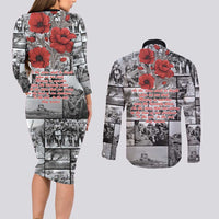 ANZAC Day Gallipoli Campaign Couples Matching Long Sleeve Bodycon Dress and Long Sleeve Button Shirt To The End They Remain