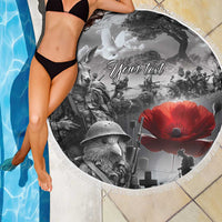 Black ANZAC Day The Battle of Lone Pine Beach Blanket Kiwi-Kangaroo Soldier Lest We Forget