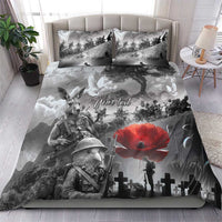 Black ANZAC Day The Battle of Lone Pine Bedding Set Kiwi-Kangaroo Soldier Lest We Forget
