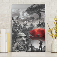 Black ANZAC Day The Battle of Lone Pine Canvas Wall Art Kiwi-Kangaroo Soldier Lest We Forget