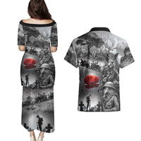 Black ANZAC Day The Battle of Lone Pine Couples Matching Puletasi and Hawaiian Shirt Kiwi-Kangaroo Soldier Lest We Forget