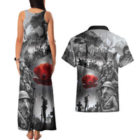 Black ANZAC Day The Battle of Lone Pine Couples Matching Tank Maxi Dress and Hawaiian Shirt Kiwi-Kangaroo Soldier Lest We Forget