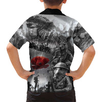 Black ANZAC Day The Battle of Lone Pine Kid Hawaiian Shirt Kiwi-Kangaroo Soldier Lest We Forget