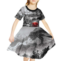Black ANZAC Day The Battle of Lone Pine Kid Short Sleeve Dress Kiwi-Kangaroo Soldier Lest We Forget