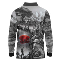 Black ANZAC Day The Battle of Lone Pine Long Sleeve Polo Shirt Kiwi-Kangaroo Soldier Lest We Forget
