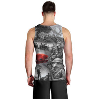 Black ANZAC Day The Battle of Lone Pine Men Tank Top Kiwi-Kangaroo Soldier Lest We Forget