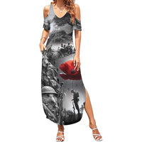 Black ANZAC Day The Battle of Lone Pine Summer Maxi Dress Kiwi-Kangaroo Soldier Lest We Forget