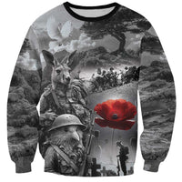 Black ANZAC Day The Battle of Lone Pine Sweatshirt Kiwi-Kangaroo Soldier Lest We Forget