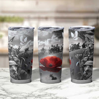 Black ANZAC Day The Battle of Lone Pine Tumbler Cup Kiwi-Kangaroo Soldier Lest We Forget LT9 - Polynesian Pride