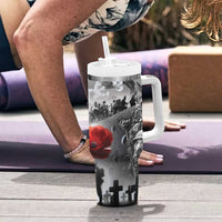 Black ANZAC Day The Battle of Lone Pine Tumbler With Handle Kiwi-Kangaroo Soldier Lest We Forget LT9 - Polynesian Pride