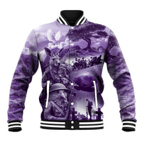Purple ANZAC Day The Battle of Lone Pine Baseball Jacket Kiwi-Kangaroo Soldier Lest We Forget