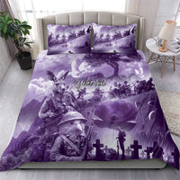 Purple ANZAC Day The Battle of Lone Pine Bedding Set Kiwi-Kangaroo Soldier Lest We Forget