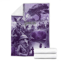 Purple ANZAC Day The Battle of Lone Pine Blanket Kiwi-Kangaroo Soldier Lest We Forget
