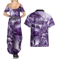 Purple ANZAC Day The Battle of Lone Pine Couples Matching Summer Maxi Dress and Hawaiian Shirt Kiwi-Kangaroo Soldier Lest We Forget