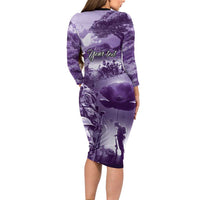 Purple ANZAC Day The Battle of Lone Pine Family Matching Long Sleeve Bodycon Dress and Hawaiian Shirt Kiwi-Kangaroo Soldier Lest We Forget