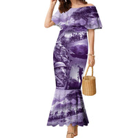 Purple ANZAC Day The Battle of Lone Pine Family Matching Mermaid Dress and Hawaiian Shirt Kiwi-Kangaroo Soldier Lest We Forget