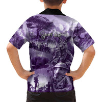 Purple ANZAC Day The Battle of Lone Pine Kid Hawaiian Shirt Kiwi-Kangaroo Soldier Lest We Forget