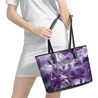 Purple ANZAC Day The Battle of Lone Pine Leather Tote Bag Kiwi-Kangaroo Soldier Lest We Forget