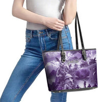 Purple ANZAC Day The Battle of Lone Pine Leather Tote Bag Kiwi-Kangaroo Soldier Lest We Forget