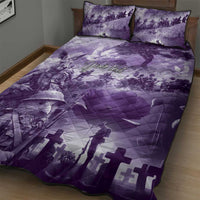 Purple ANZAC Day The Battle of Lone Pine Quilt Bed Set Kiwi-Kangaroo Soldier Lest We Forget