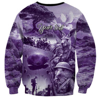 Purple ANZAC Day The Battle of Lone Pine Sweatshirt Kiwi-Kangaroo Soldier Lest We Forget