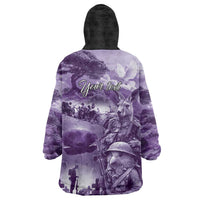 Purple ANZAC Day The Battle of Lone Pine Wearable Blanket Hoodie Kiwi-Kangaroo Soldier Lest We Forget