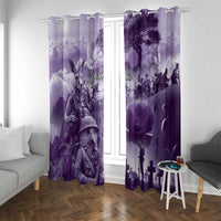 Purple ANZAC Day The Battle of Lone Pine Window Curtain Kiwi-Kangaroo Soldier Lest We Forget