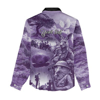 Purple ANZAC Day The Battle of Lone Pine Women Casual Shirt Kiwi-Kangaroo Soldier Lest We Forget