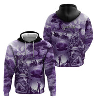 Purple ANZAC Day The Battle of Lone Pine Zip Hoodie Kiwi-Kangaroo Soldier Lest We Forget