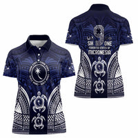 FSM Chuuk States Women Polo Shirt Micronesia Six 9 One Polynesian Tribal Pattern