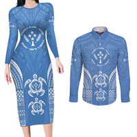 FSM Kosrae States Couples Matching Long Sleeve Bodycon Dress and Long Sleeve Button Shirt Micronesia Six 9 One Polynesian Tribal Pattern