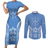 FSM Kosrae States Couples Matching Short Sleeve Bodycon Dress and Long Sleeve Button Shirt Micronesia Six 9 One Polynesian Tribal Pattern