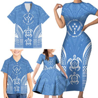FSM Kosrae States Family Matching Short Sleeve Bodycon Dress and Hawaiian Shirt Micronesia Six 9 One Polynesian Tribal Pattern