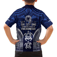 FSM Pohnpei States Family Matching Off Shoulder Maxi Dress and Hawaiian Shirt Micronesia Six 9 One Polynesian Tribal Pattern
